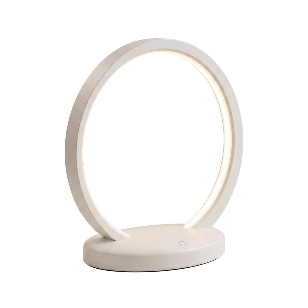 Zkussatq™ Halo Ring Bedside Lamp – Modern Circular LED Night Light & Minimalist Table Lamp