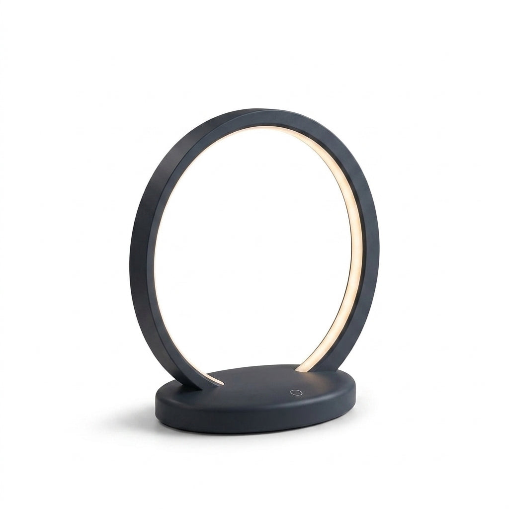 Zkussatq™ Halo Ring Bedside Lamp – Modern Circular LED Night Light & Minimalist Table Lamp
