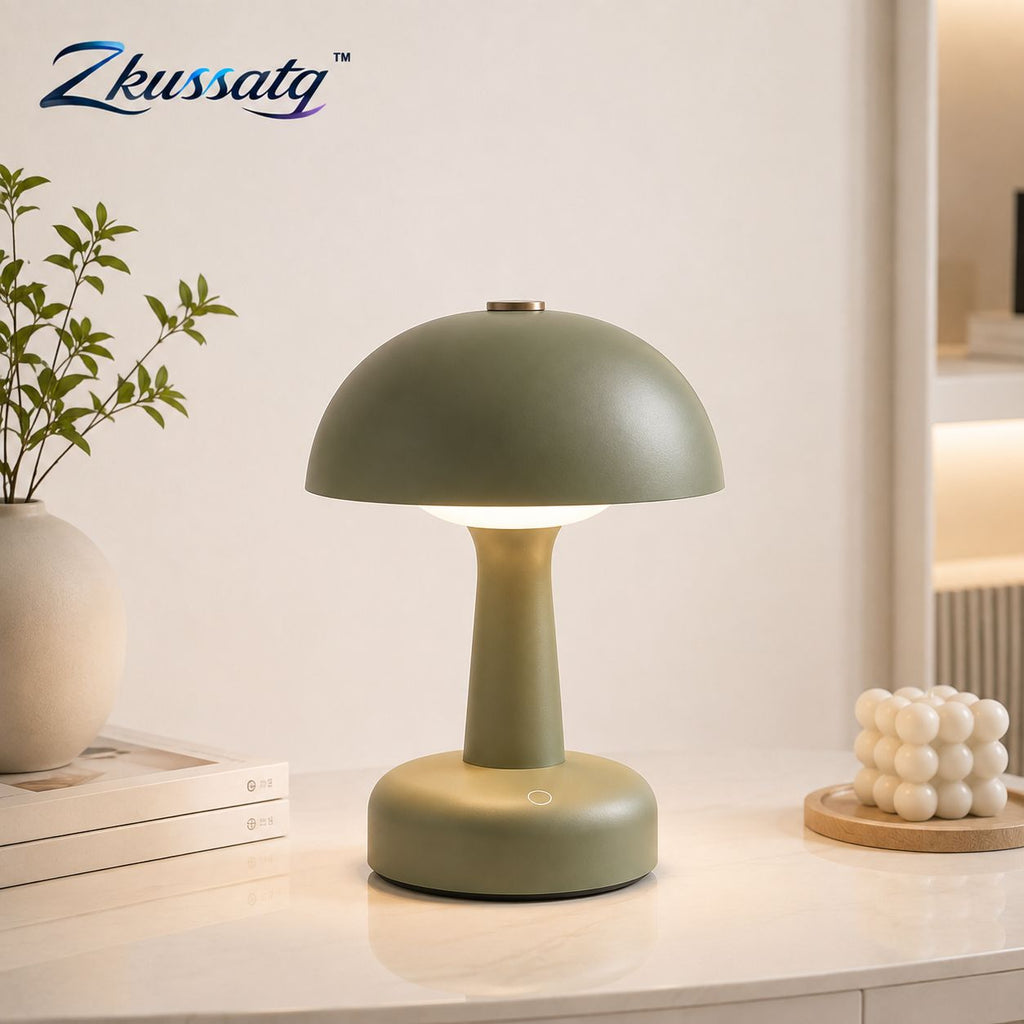 Zkussatq™ Mushroom Dome Rechargeable Table Lamp – Cordless LED Bedside Night Light