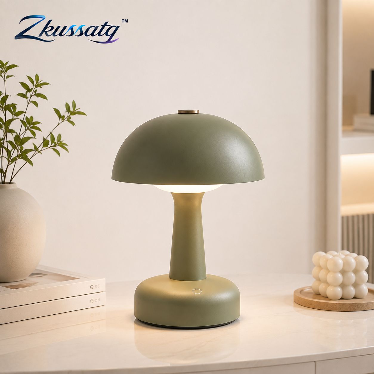 Zkussatq™ Mushroom Dome Rechargeable Table Lamp – Cordless LED Bedside Night Light