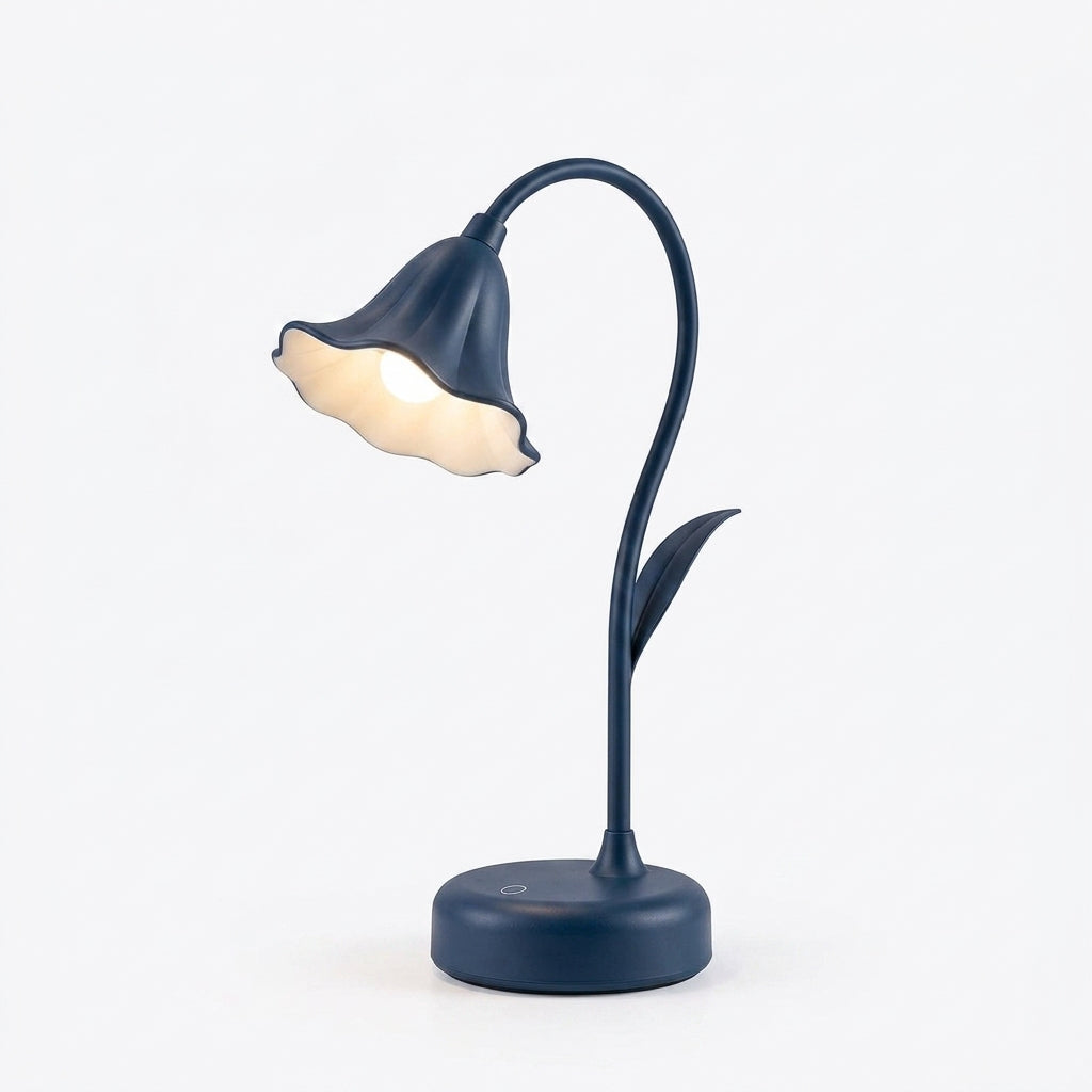 Zkussatq™ Lily Stem LED Reading Lamp – Vintage Floral Bedside Desk & Nightstand Light