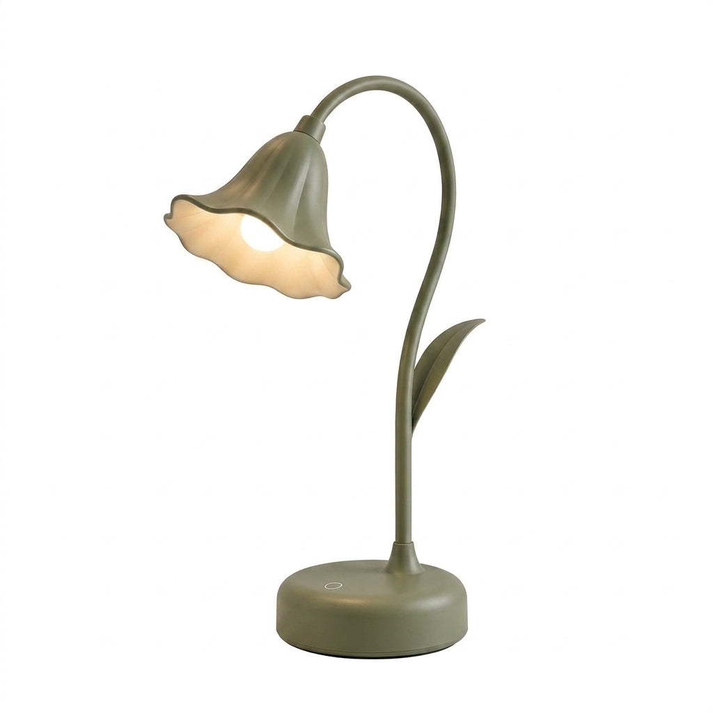 Zkussatq™ Lily Stem LED Reading Lamp – Vintage Floral Bedside Desk & Nightstand Light