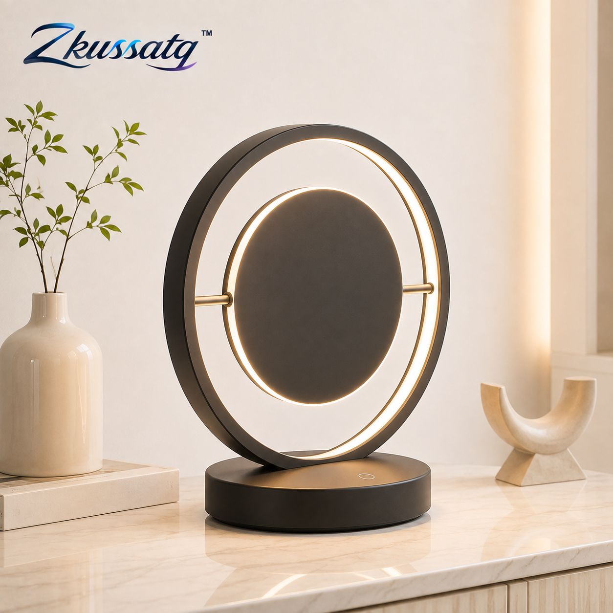 Zkussatq™ Orbit Balance LED Table Lamp – Modern Sculptural Nightstand Accent Light