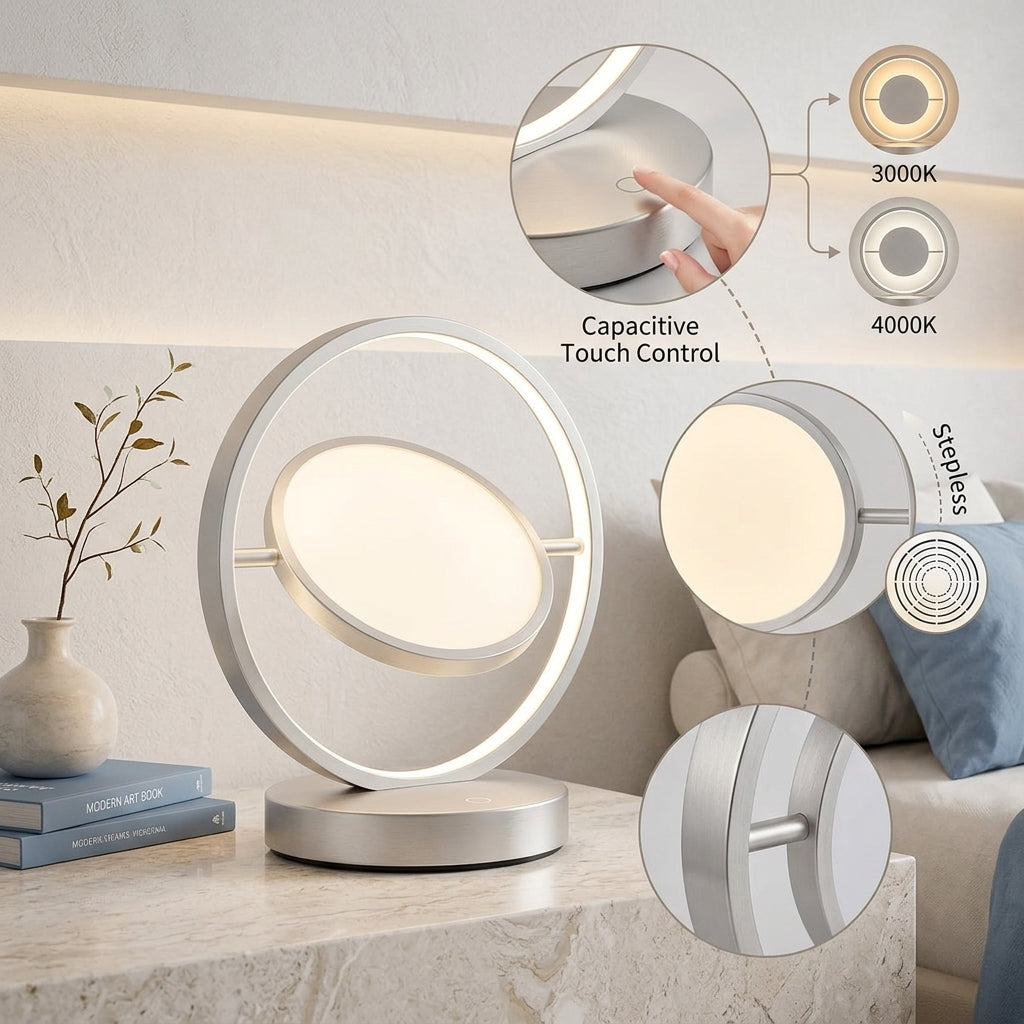 Zkussatq™ Orbit Balance LED Table Lamp – Modern Sculptural Nightstand Accent Light