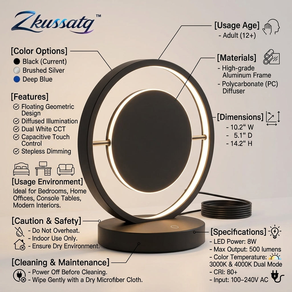 Zkussatq™ Orbit Balance LED Table Lamp – Modern Sculptural Nightstand Accent Light