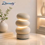 Zkussatq™ Pebble Stack Bedside Lamp – Soft Glow LED Nightstand Light