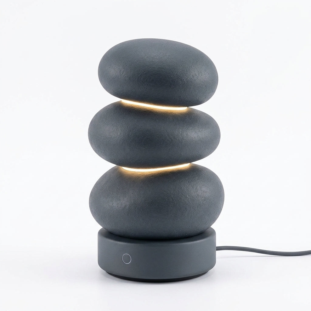 Zkussatq™ Pebble Stack Bedside Lamp – Soft Glow LED Nightstand Light