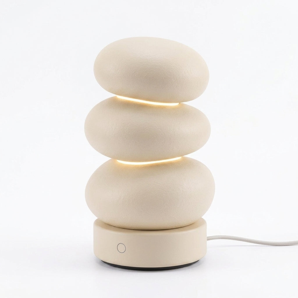 Zkussatq™ Pebble Stack Bedside Lamp – Soft Glow LED Nightstand Light