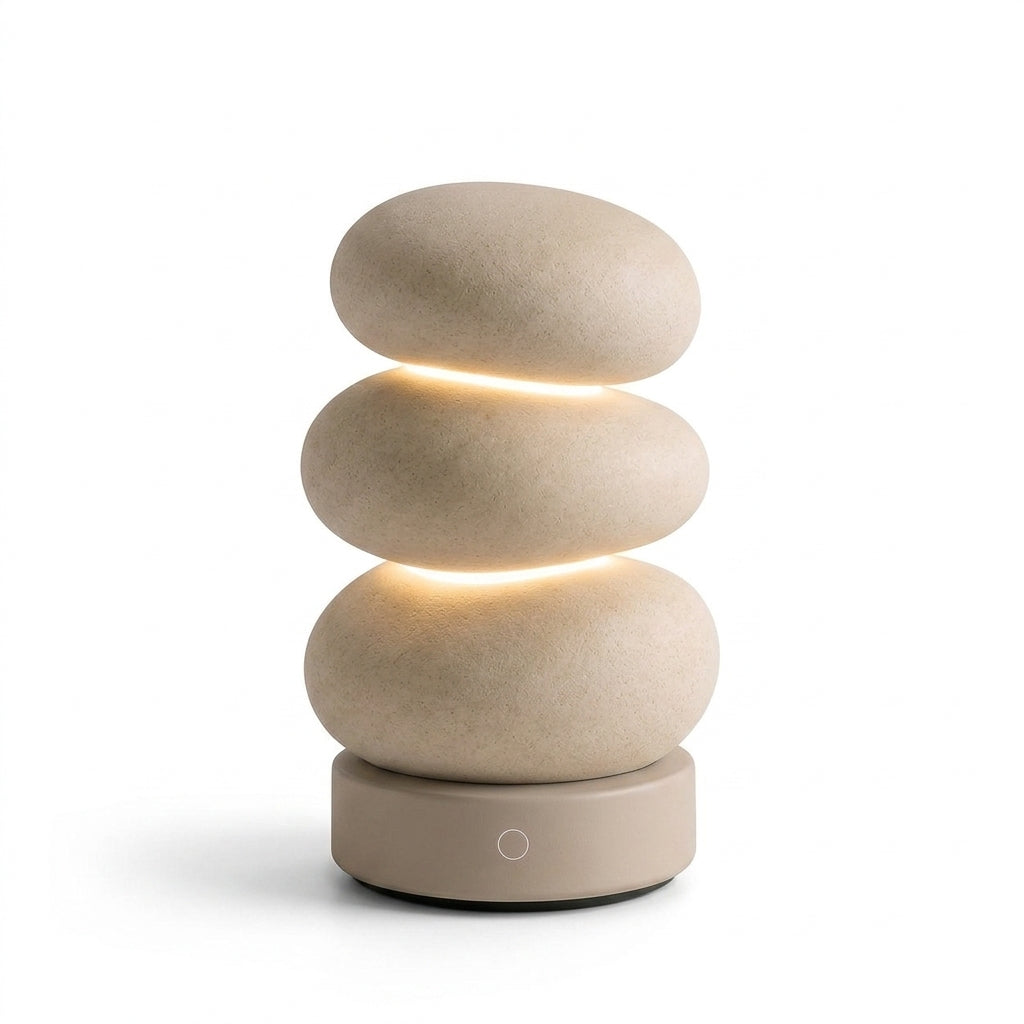 Zkussatq™ Pebble Stack Bedside Lamp – Soft Glow LED Nightstand Light