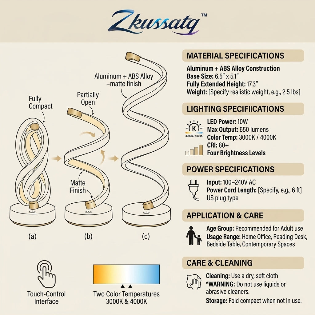 Zkussatq™ Fold Wing LED Desk Lamp – Adjustable Modern Reading & Bedside Lamp