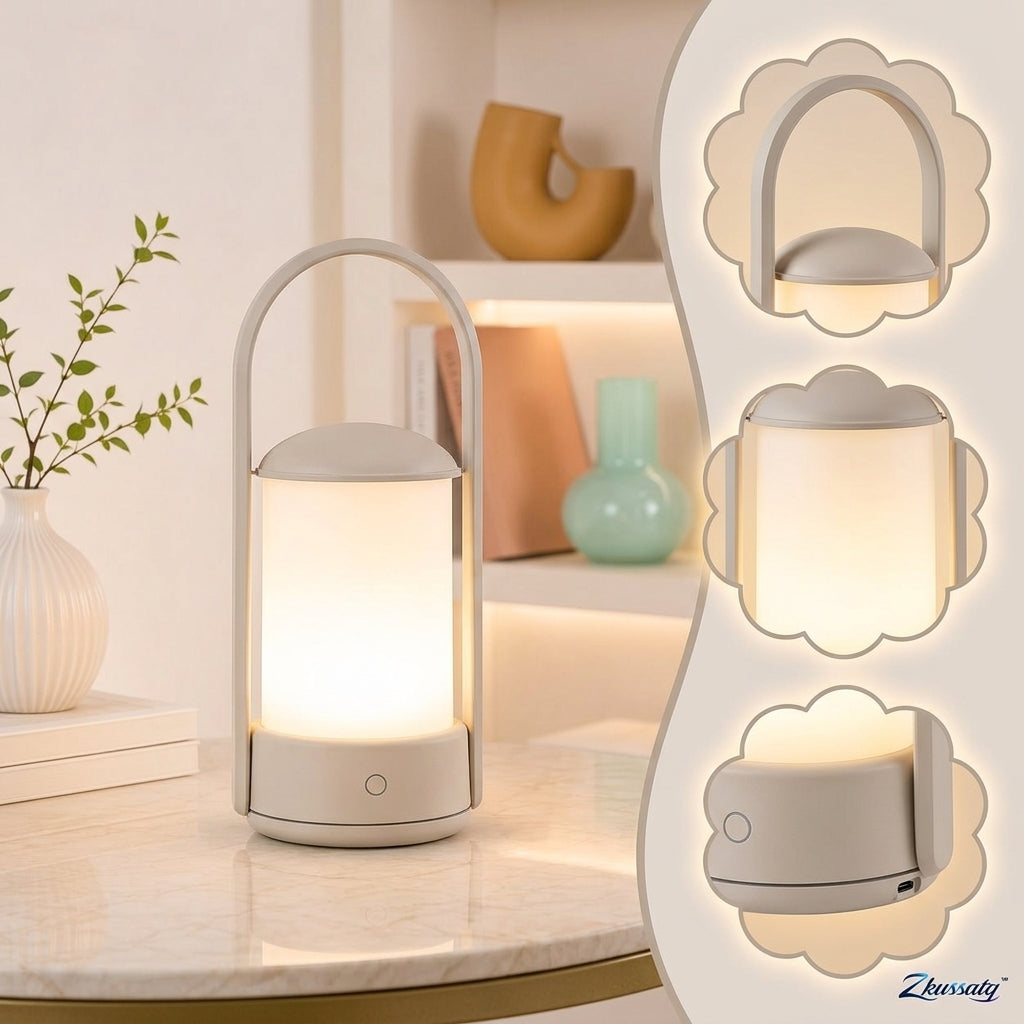 Zkussatq™ Lantern Loop Cordless Table Lamp – Rechargeable LED Night Light