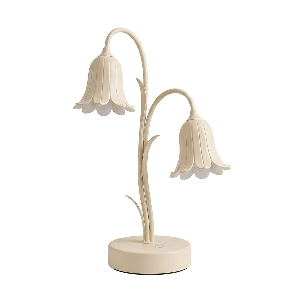 Zkussatq™ Bellflower Twin LED Table Lamp – Dual Shade Botanical Bedside Light