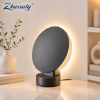 Zkussatq™ Eclipse Disc Table Lamp – Architectural LED Bedside & Accent Light