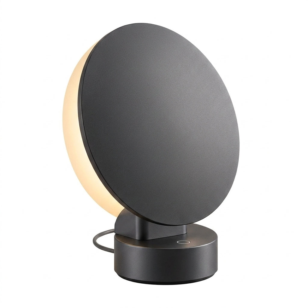 Zkussatq™ Eclipse Disc Table Lamp – Architectural LED Bedside & Accent Light